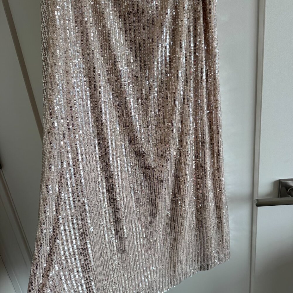 High-Waisted Sequin Maxi Skirt silver NWT - Picture 3 of 5